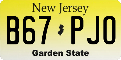 NJ license plate B67PJO