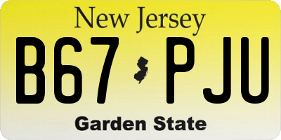 NJ license plate B67PJU