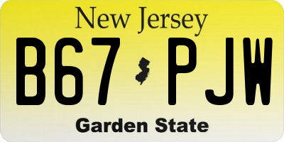 NJ license plate B67PJW