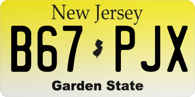 NJ license plate B67PJX