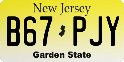 NJ license plate B67PJY