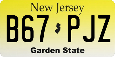 NJ license plate B67PJZ