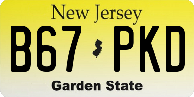 NJ license plate B67PKD
