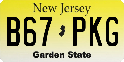 NJ license plate B67PKG