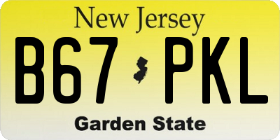 NJ license plate B67PKL