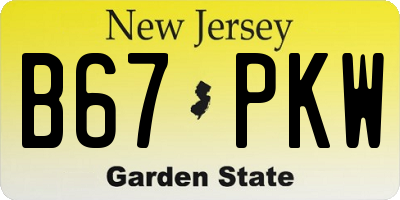 NJ license plate B67PKW