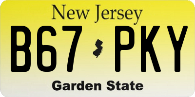 NJ license plate B67PKY