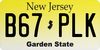 NJ license plate B67PLK