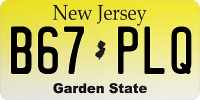 NJ license plate B67PLQ