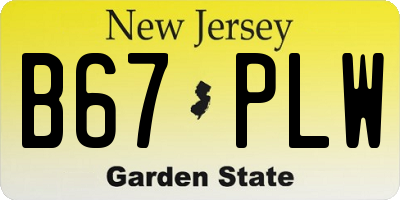NJ license plate B67PLW