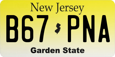 NJ license plate B67PNA