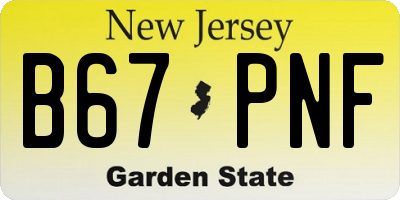 NJ license plate B67PNF