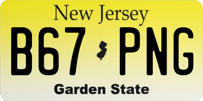 NJ license plate B67PNG