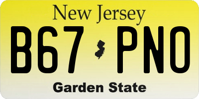 NJ license plate B67PNO
