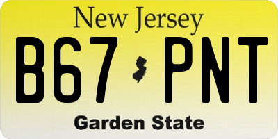 NJ license plate B67PNT