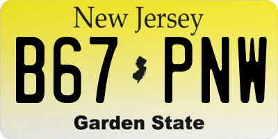 NJ license plate B67PNW