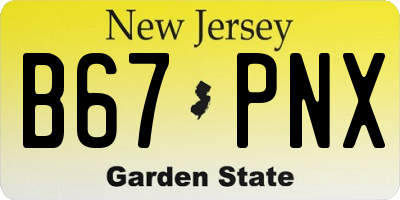 NJ license plate B67PNX