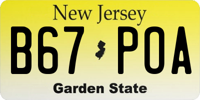 NJ license plate B67POA