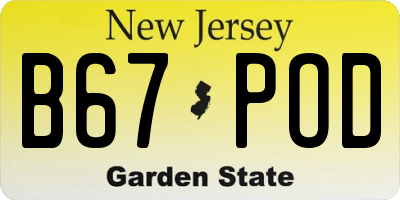 NJ license plate B67POD