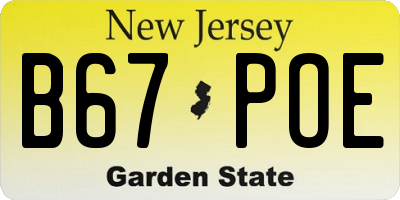 NJ license plate B67POE