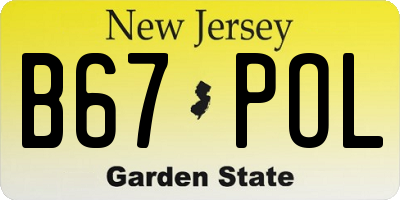 NJ license plate B67POL