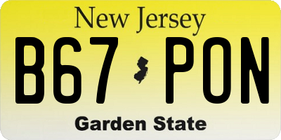 NJ license plate B67PON