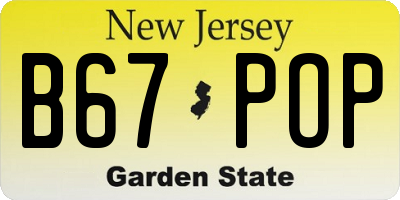 NJ license plate B67POP