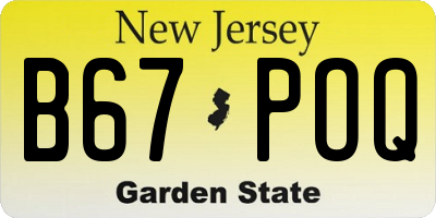 NJ license plate B67POQ