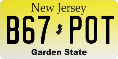 NJ license plate B67POT