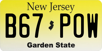 NJ license plate B67POW