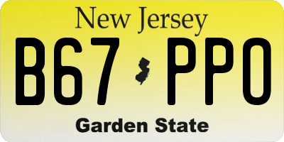 NJ license plate B67PPO