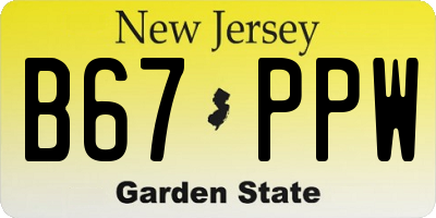 NJ license plate B67PPW