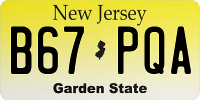 NJ license plate B67PQA