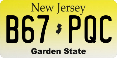 NJ license plate B67PQC