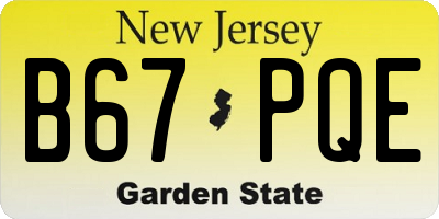 NJ license plate B67PQE