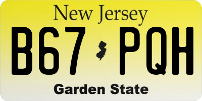 NJ license plate B67PQH