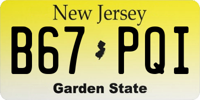 NJ license plate B67PQI