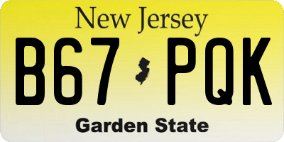 NJ license plate B67PQK