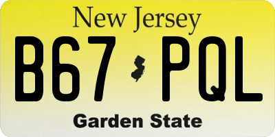 NJ license plate B67PQL