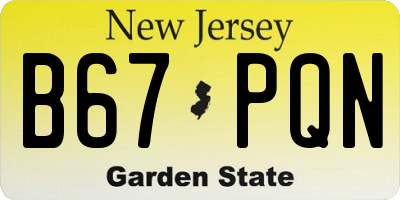 NJ license plate B67PQN