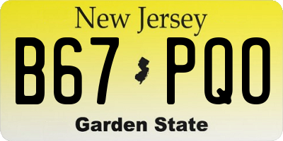 NJ license plate B67PQO