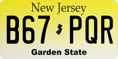 NJ license plate B67PQR