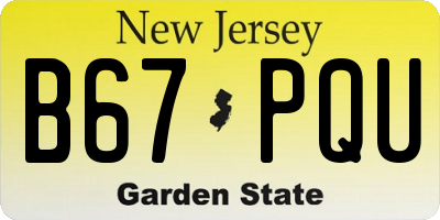 NJ license plate B67PQU