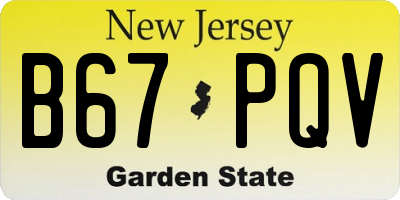 NJ license plate B67PQV