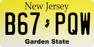NJ license plate B67PQW