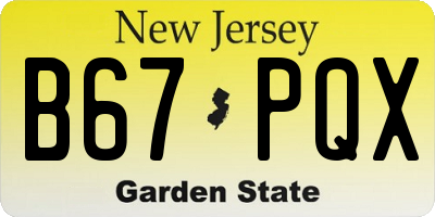 NJ license plate B67PQX
