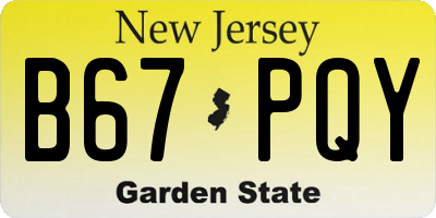 NJ license plate B67PQY