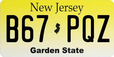 NJ license plate B67PQZ