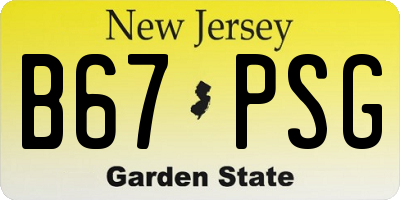 NJ license plate B67PSG