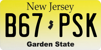 NJ license plate B67PSK